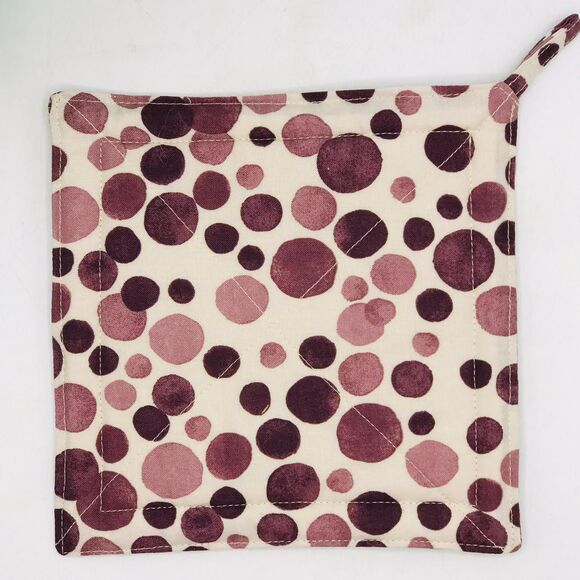 2 Square Potholders, Faded Purple Dots 2 Piece Set, 7x7 Inches - Picture 4 of 4